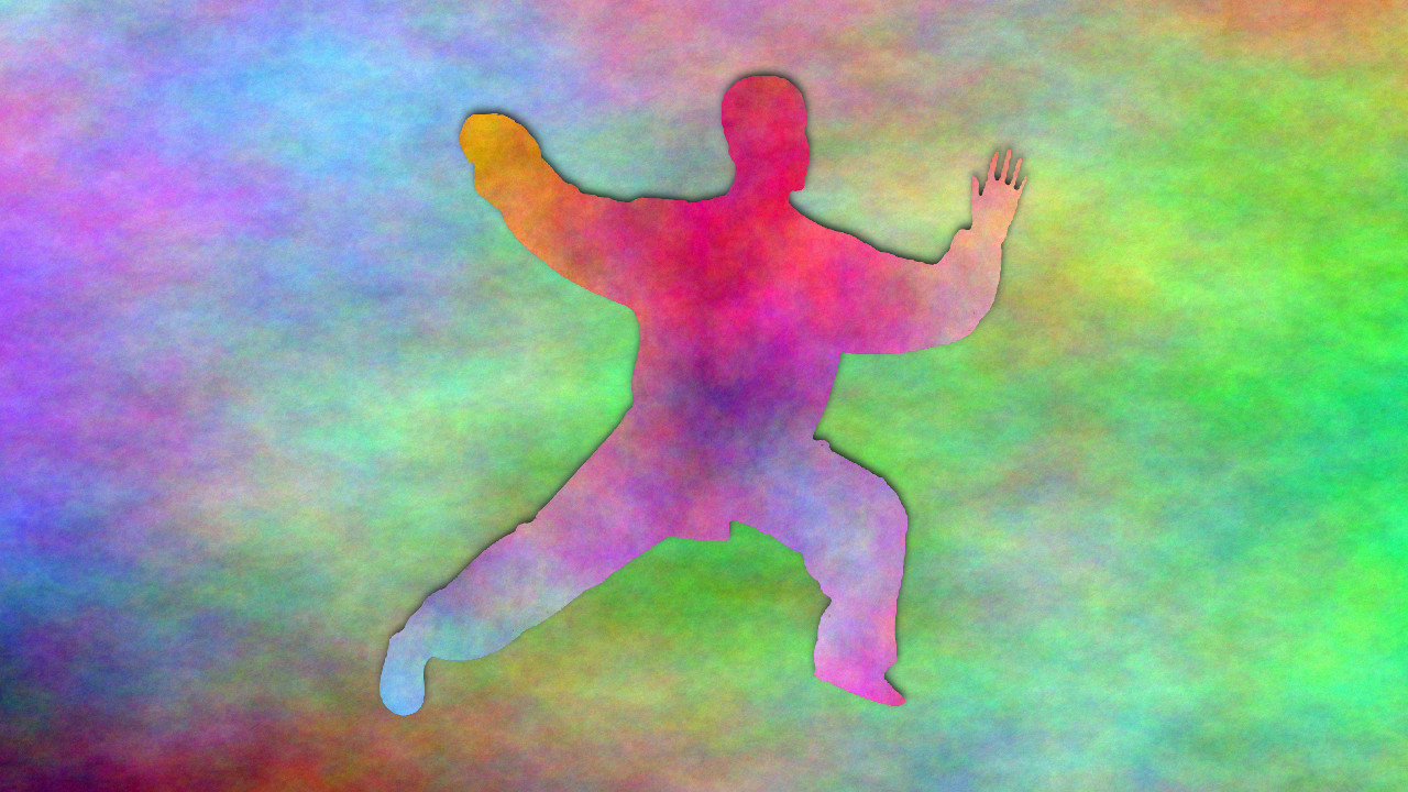 Abstract image of person in single whip posture