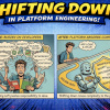 Comic book style image with two frames showing the difference between shifting left and shifting down