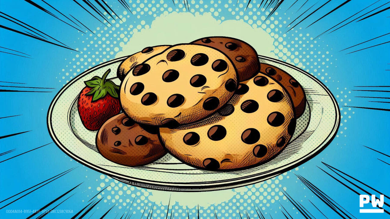 Comic book style image of a plate of cookies