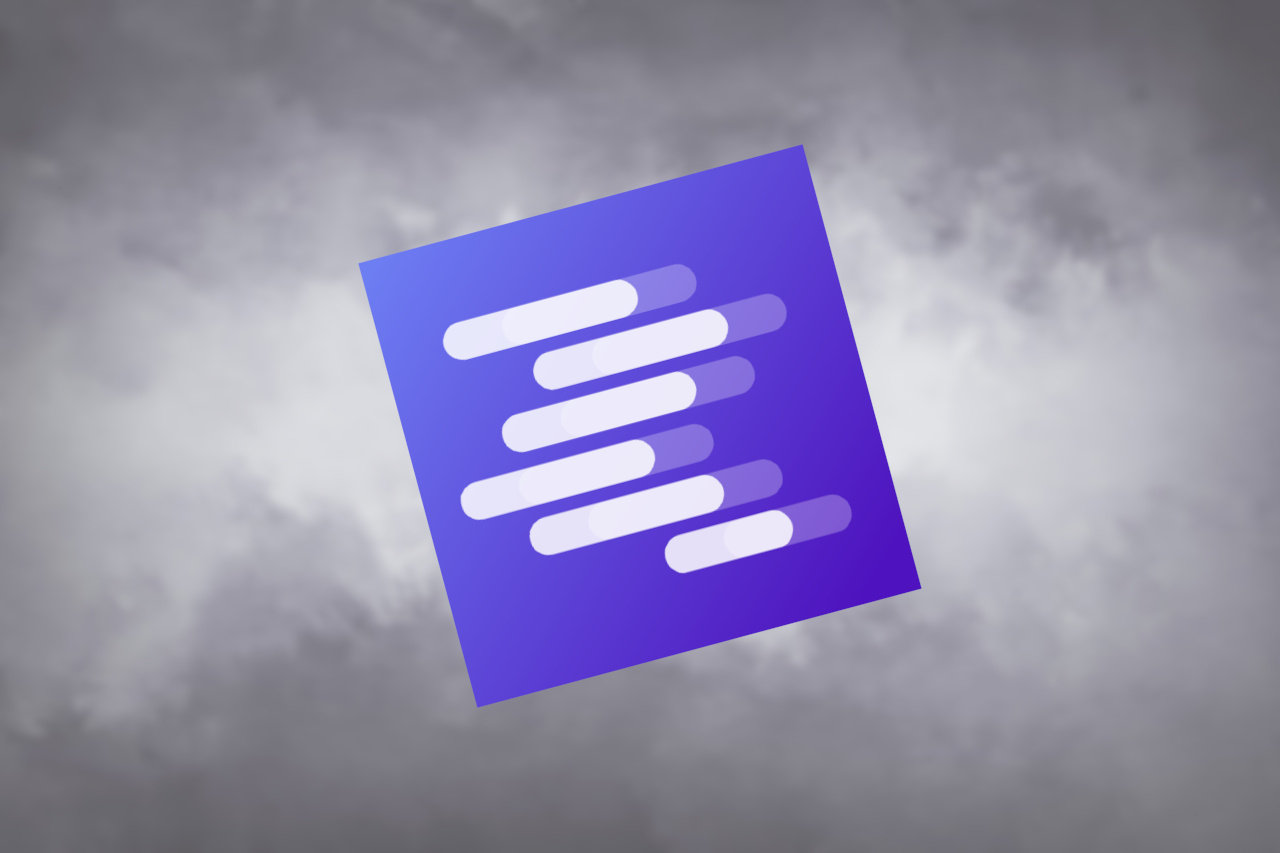 LM Studio logo over blury smokey background