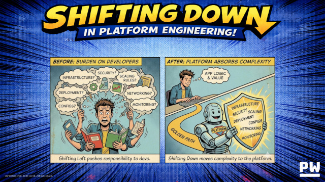 Comic book style image with two frames showing the difference between shifting left and shifting down