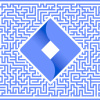 Jira logo at the center of a maze