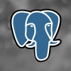 PostgreSQL logo over blurred gray background