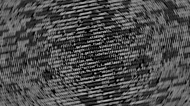 Full screen of code that is in a blurred rotation