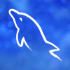 MySQL logo over blue background