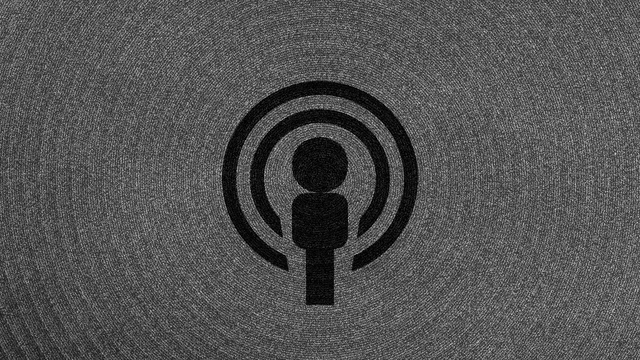 Broadcast symbol floating over a swirl of black and white static