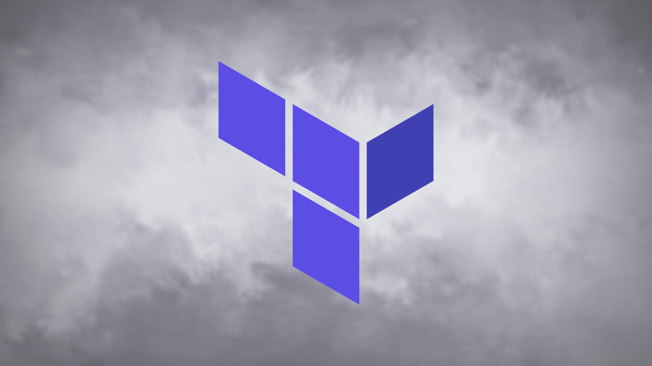Terraform logo over blurred smokey background