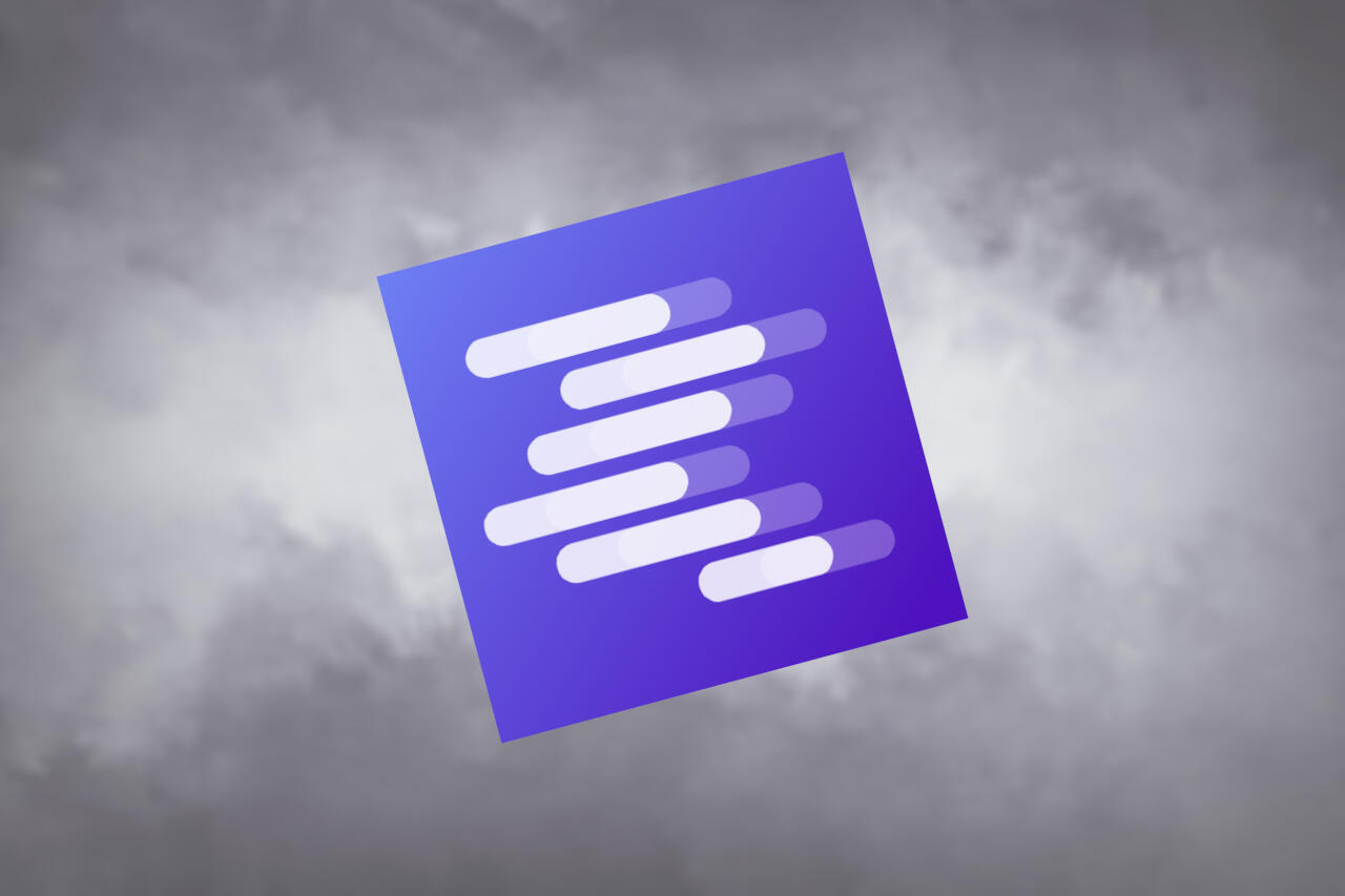 LM Studio logo over blury smokey background