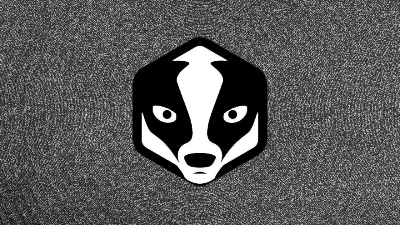 PgBadger logo floating over a swirl of black and white static